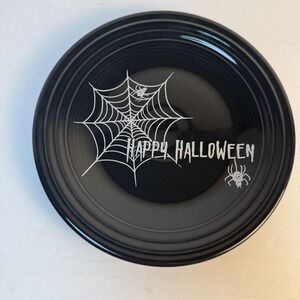 Fiesta Happy Halloween Spider Web Black Plate Luncheon 9" Fiestaware NWT